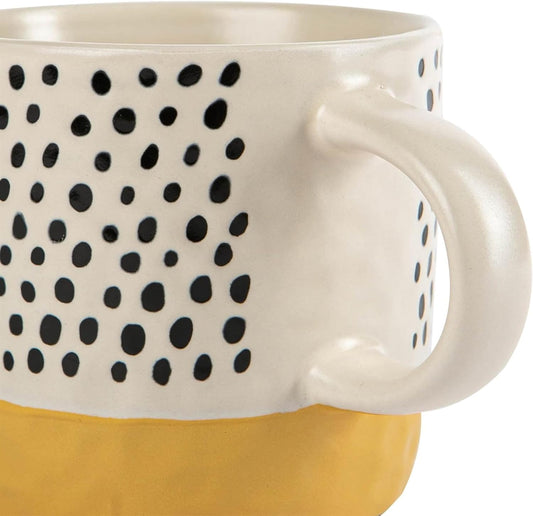 Nicola Spring | Ceramic Dipped Dots Coffee Mug 385ml Mustard x 24 | FREE Shipping