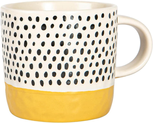 Nicola Spring | Ceramic Dipped Dots Coffee Mug 385ml Mustard x 24 | FREE Shipping