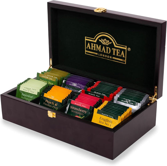 Ahmad Tea London | Tea Keeper Wooden Display Box (with 8 x 10 bags of teas)