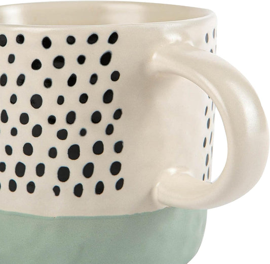 Nicola Spring | Ceramic Dipped Dots Coffee Mug 385ml Blue x 24 | FREE Shipping