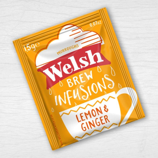 Welsh Brew | 100 Lemon and Ginger Enveloped Tea Bags (with string and tag)